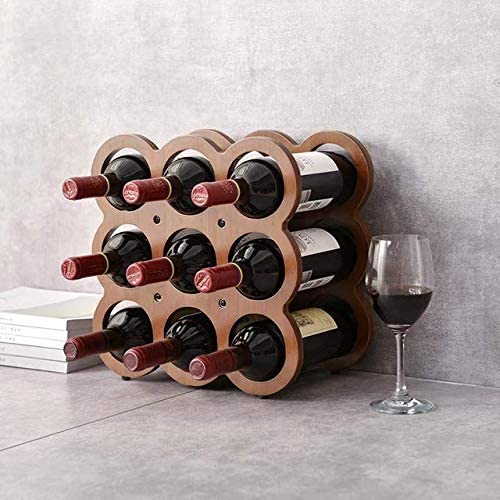 9 Bottle Wood Wine Organizer and Storage Rack