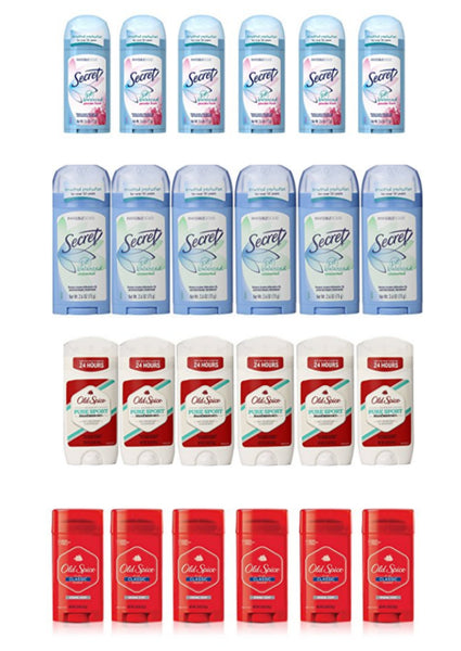 Pack de 6 desodorantes en barra Secret o Old Spice