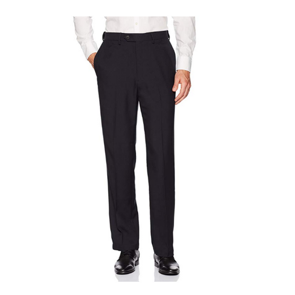 Haggar Pantalones de vestir con cintura expandible y frente liso para hombre