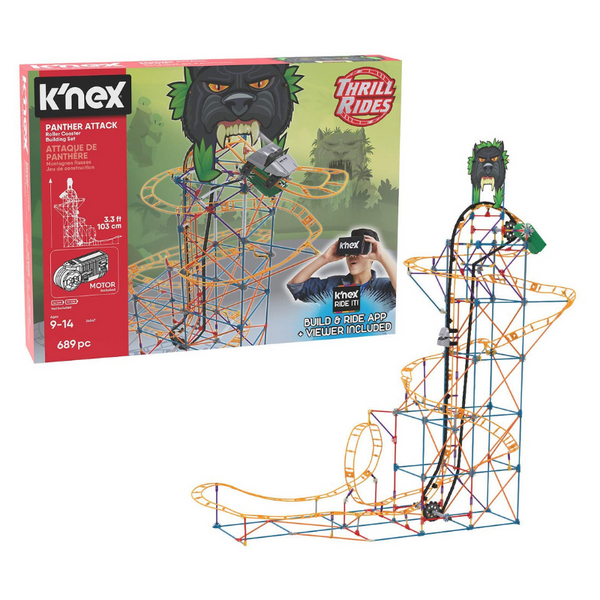 K'nex Thrill Rides - Montaña rusa Panther Attack, juego de construcción de 690 piezas