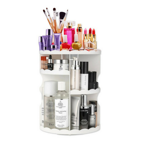 360-degree rotating multi-function makeup organizer