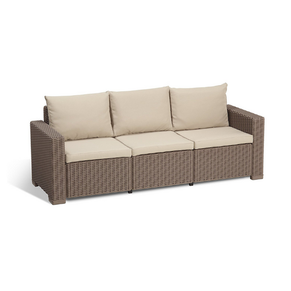 Keter 3-Seater Seating Patio Sofa with Cushions Wicker Set