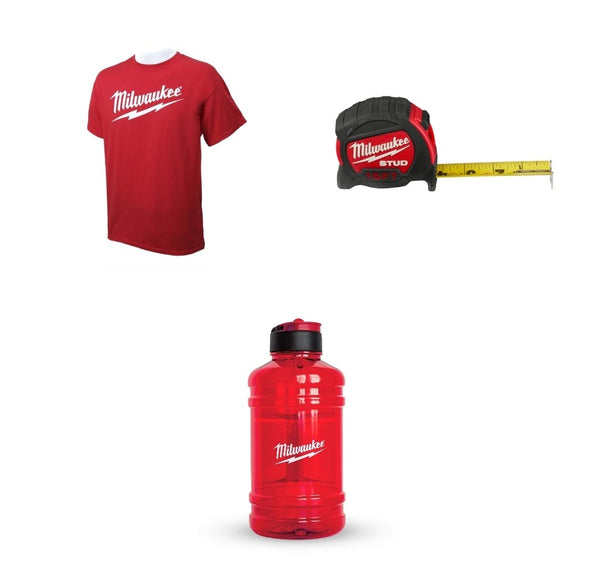 Get a T-shirt, Tape Measure, 75oz Water Jug for FREE