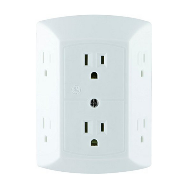 GE 6 Outlet Wall Plug Adapter Power Strip