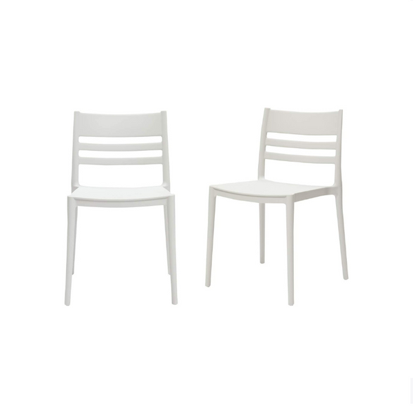 Juego de 2 sillas de comedor con respaldo ranurado, color blanco, Amazon Basics