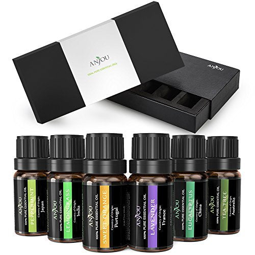 Juego de aceites esenciales Anjou 100 Pure Top 6 aceites de aromaterapia Kit de regalo de muestra básica