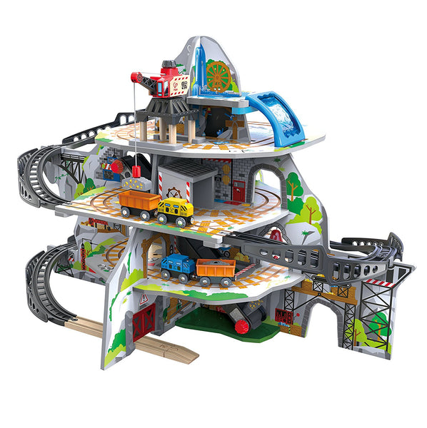 Hape - Ferrocarril de madera para niños, juego de mina Mighty Mountain