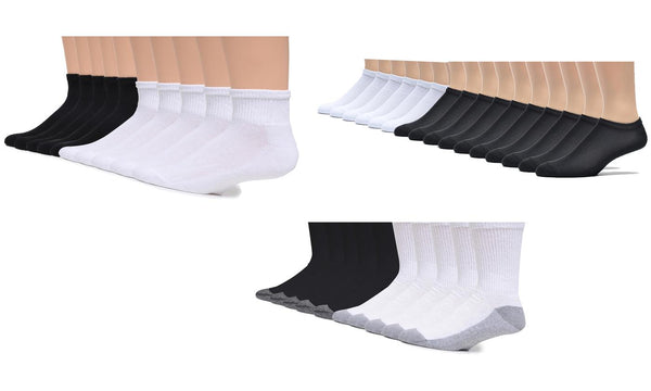 Calcetines Gildan para hombre, tobilleros o invisibles (20 pares)