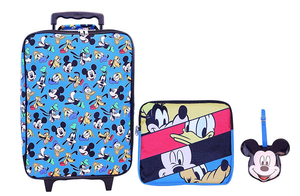 Disney - Juego de maletas de 3 piezas Mickey para niño, color azul