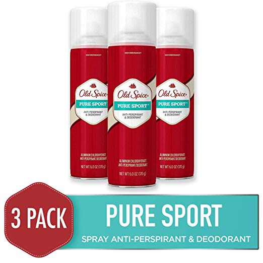 Paquete de 3 desodorantes antitranspirantes en spray Old Spice Pure Sport para hombre de 6 oz