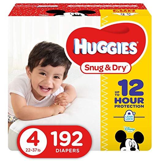 Pañales Snug &amp; Dry Huggies de 192 unidades (talla 4)