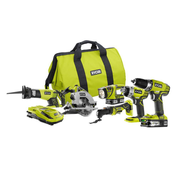 Kit combinado Ryobi ONE+ Ultimate de 18 V de 6 herramientas con 2 baterías y cargador