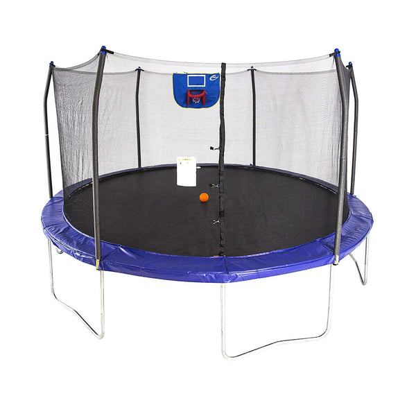 Skywalker Trampolines 15-Foot Jump N’ Dunk Trampoline with Enclosure Net