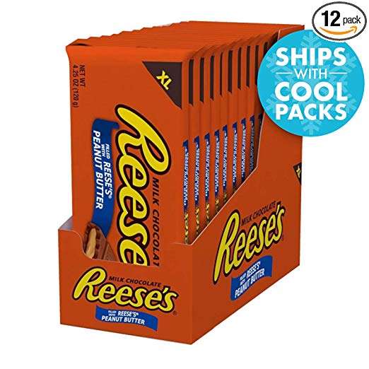 Paquete de 12 barras de chocolate extra grandes de Reese con mantequilla de maní (OUD)