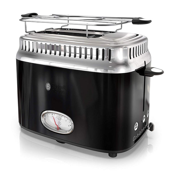 Russell Hobbs 2-Slice Retro Style Toaster, Black & Stainless Steel