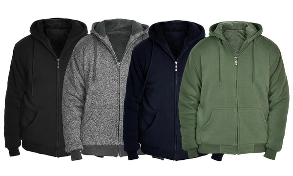 Chaqueta con capucha y forro de sherpa para hombre. Tamaños extendidos disponibles