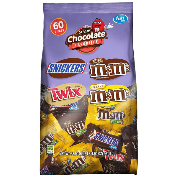 Snickers, M&M'S & Twix Fun Size Candy Variety Mix, 60 Pieces