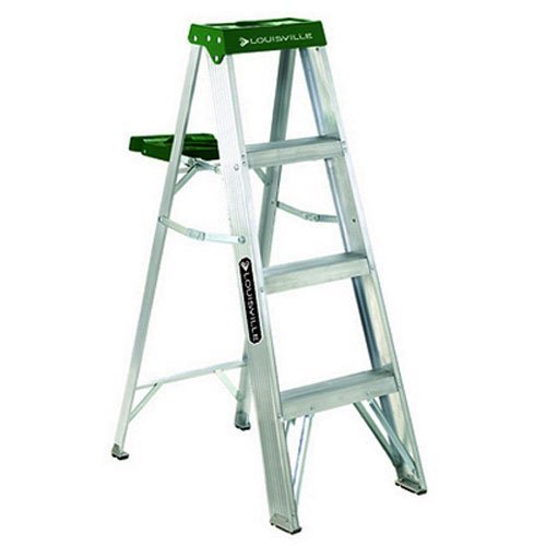 Louisville Ladder Escalera de mano de aluminio de 4 pies, capacidad de 225 libras