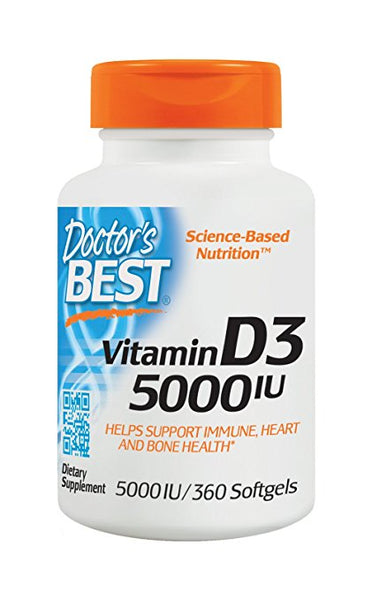 Doctor's Best 360 unidades de cápsulas blandas de vitamina D3 de 5000 UI