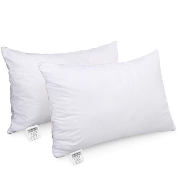 Set of 2 - 100% Cotton Goose Down Alternative Pillows