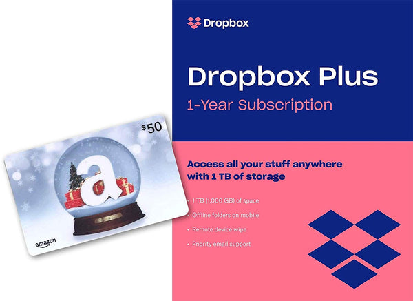 Dropbox Plus (1 TB of Storage for 1 Year) with $50 Amazon Gift Card