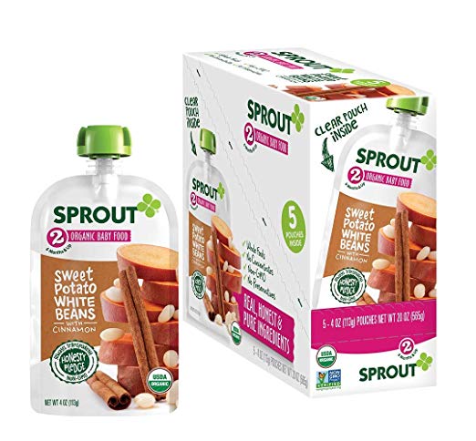 Paquete de 5 bolsas de comida para bebés Sprout Organic Stage 2 de 4 oz