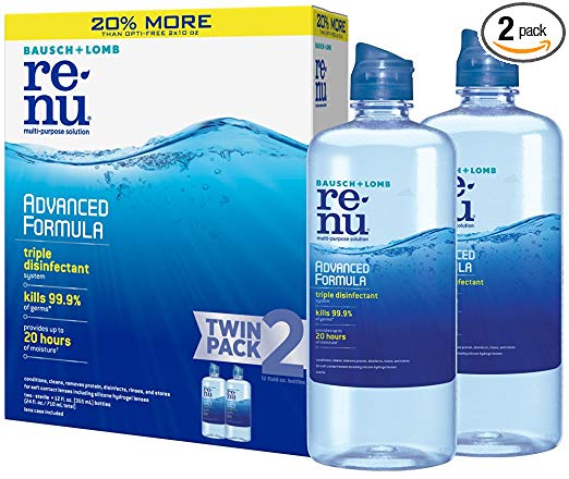 Paquete de 2 soluciones para lentes de contacto Bausch + Lomb ReNu de 12 oz