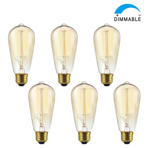 Pack de 6 bombillas vintage regulables de 60W