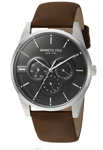 Kenneth Cole New York Reloj casual de cuero y acero inoxidable para hombre.