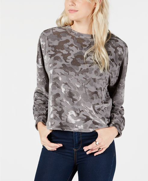 Camo crushed velvet top