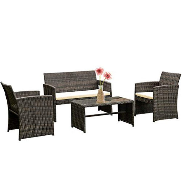 4 Pieces Wicker Outdoor Patio Furniture Set