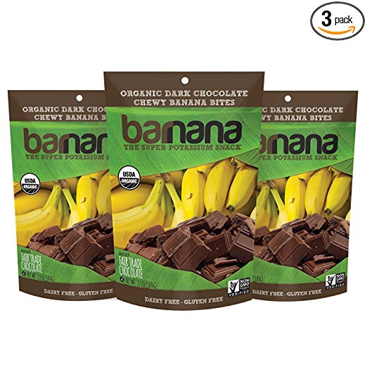 3-Pack 3.5-oz Organic Dark Chocolate Chewy Banana Bites