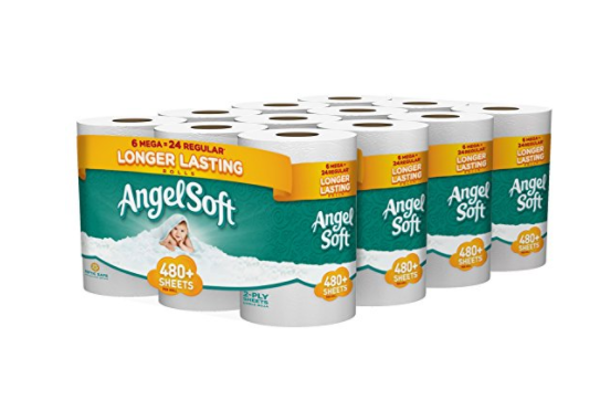 24 mega rolls of Angel soft toilet paper