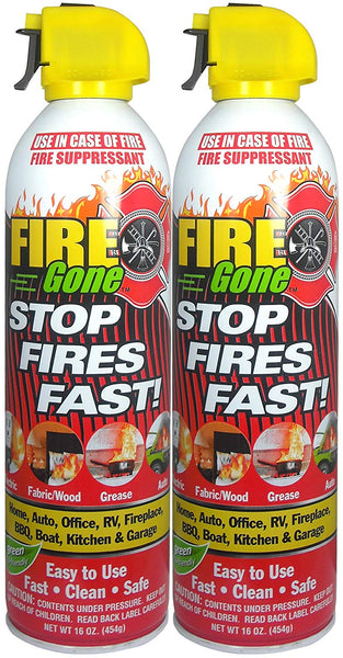 Fire Gone White/Red Fire Suppressant Canisters - 16 Ounce, (Pack of 2 Units)