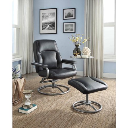 Mainstays Plush Pillowed Recliner Swivel Chair and Ottoman