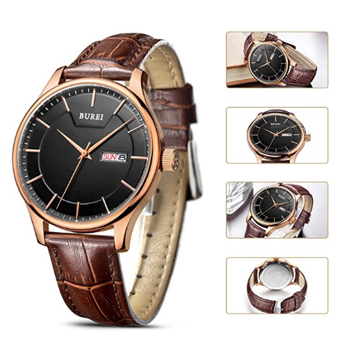 Burei men's leather watch