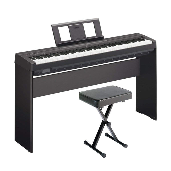 Yamaha Paquete de piano para el hogar de 88 teclas con soporte para muebles de madera y banco