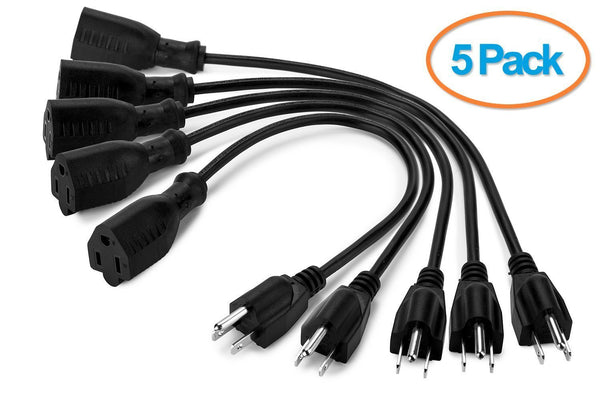 Paquete de 5 cables de extensión de 1 pie