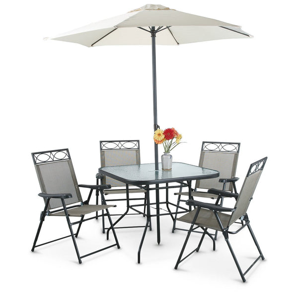 6 Piece Deluxe Outdoor Patio Table & Chairs Furniture Set