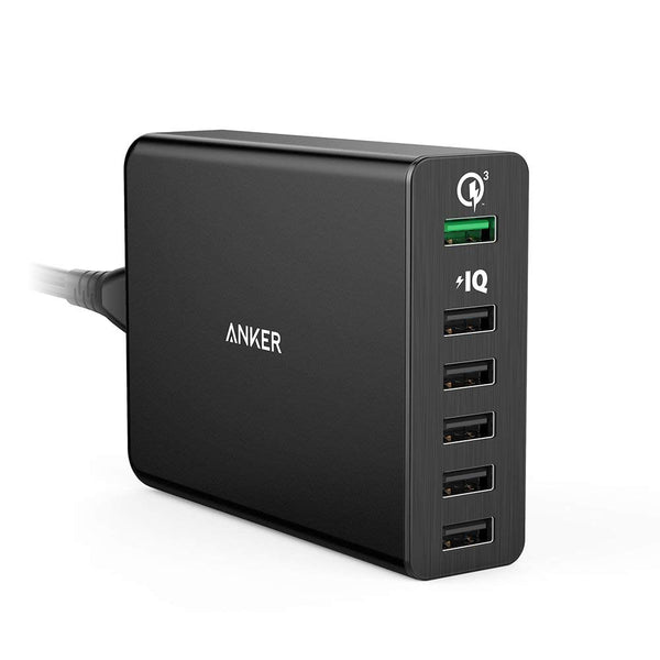 Cargador de pared USB Anker Quick Charge 3.0 de 60 W y 6 puertos (blanco o negro)