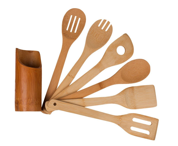 6 piece bamboo utensil set