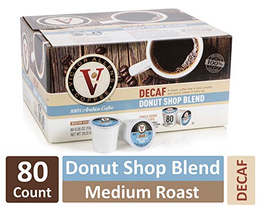 80 K-Cups de mezcla de Victor Allen's Coffee Decaf Donut Shop