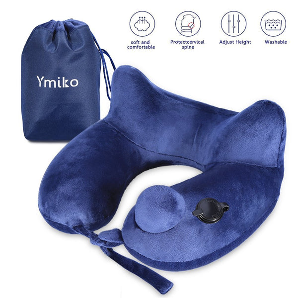 Almohada inflable para el cuello de viaje con bolsa