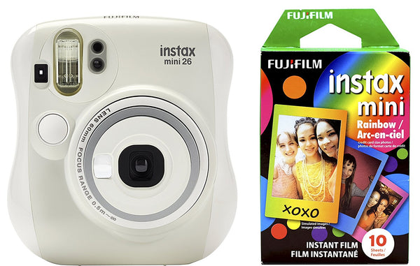 Cámara Fujifilm Instax Mini 26 con película Rainbow de 10 hojas