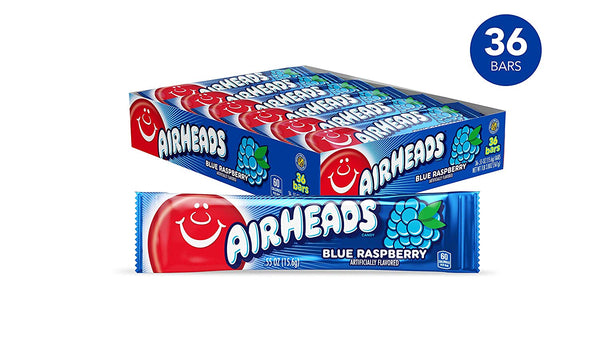 36-Pack 0.55oz Airheads Candy Full-Size Bars (Blue Raspberry)