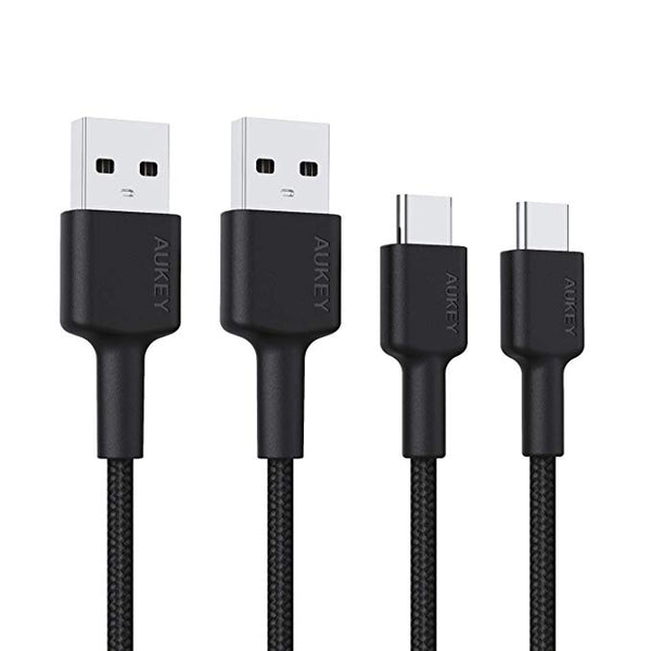 Paquete de 2 cables USB-C a USB A 2.0 trenzados de nailon Aukey de 6'