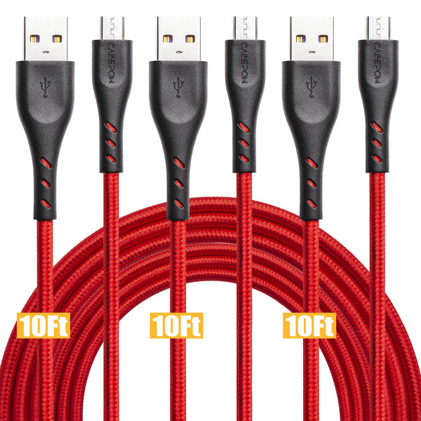 Paquete de 3 cables micro USB de 10 pies