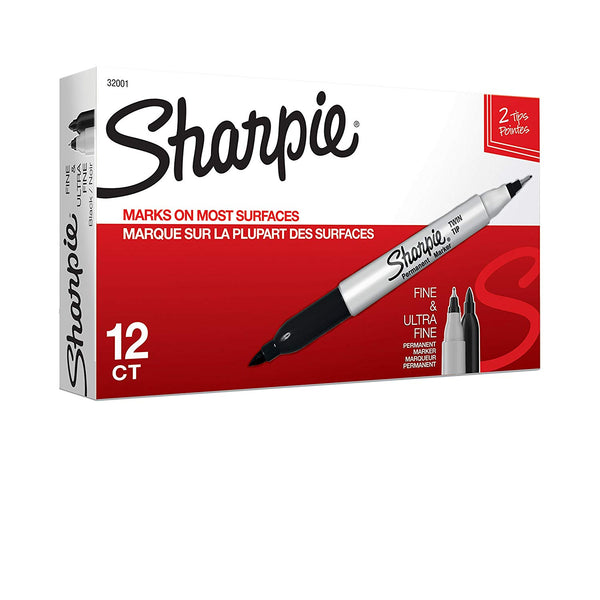 12 Sharpie Twin Tip Permanent Markers