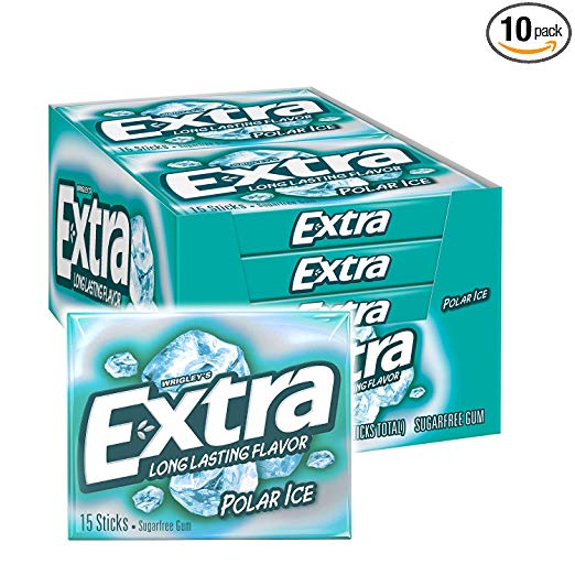 10-Pack 15-Count EXTRA Sugar Free Gum (Polar Ice)