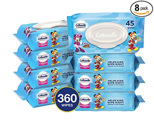 360 Cottonelle Flushable Toddler Wipes for Kids